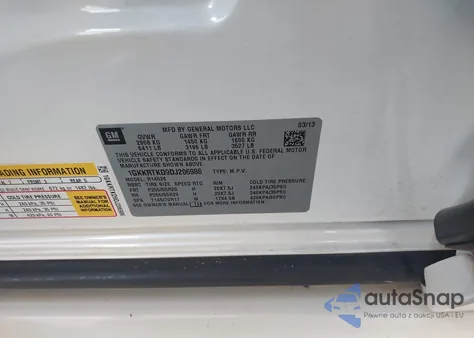 2013 GMC Acadia Denali z USA, uszkodzony, nr VIN 1GKKRTKD9DJ206986